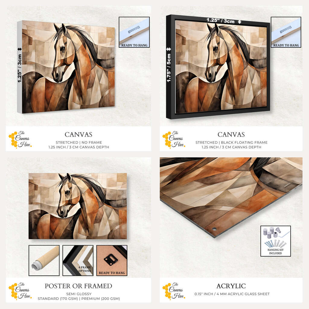 Abstract Horse Art in Earth Tones | Animals Wall Art Prints - The Canvas Hive