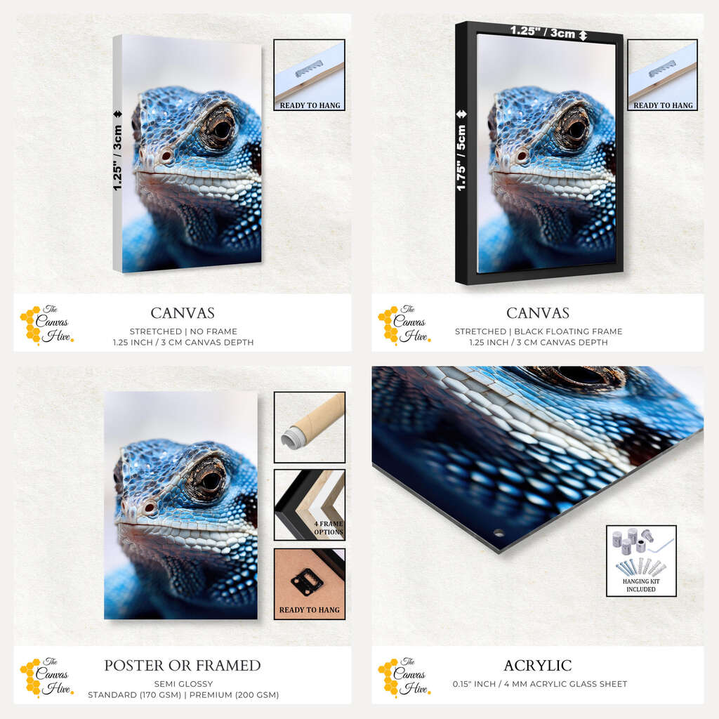 Abstract Portrait of a Blue Tongued Lizard | Australiana Wall Art Prints - The Canvas Hive