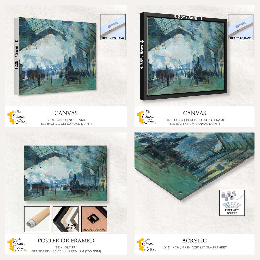 Arrival of the Normandy Train by Claude Monet | Claude Monet Wall Art Prints - The Canvas Hive