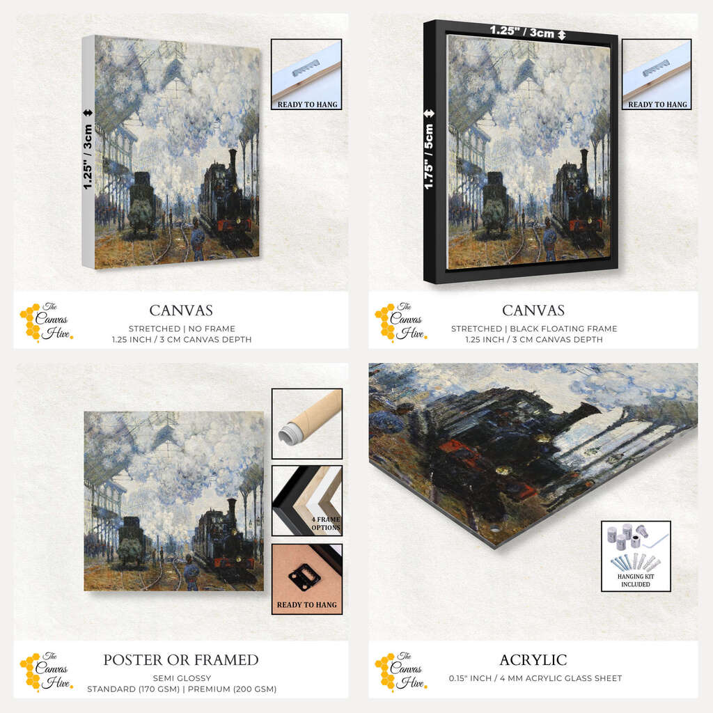 Arrival of the Normandy Train by Claude Monet | Claude Monet Wall Art Prints - The Canvas Hive