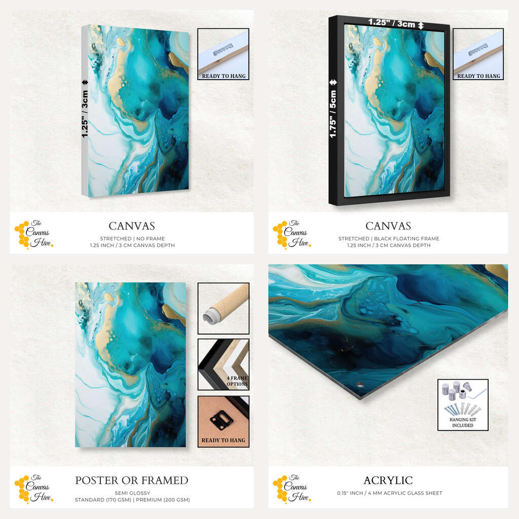 Azure Allure | Abstract Wall Art Prints - The Canvas Hive