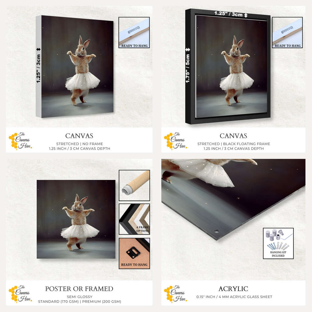 Ballerina Rabbit | Nursery Wall Art Prints - The Canvas Hive