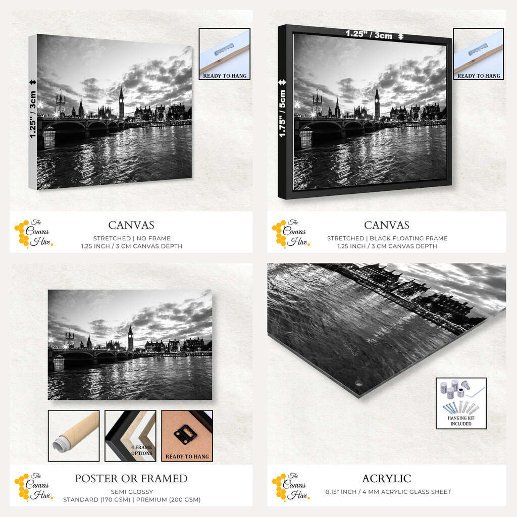 Big Ben by the River Thames | Destinations Wall Art Prints - The Canvas Hive