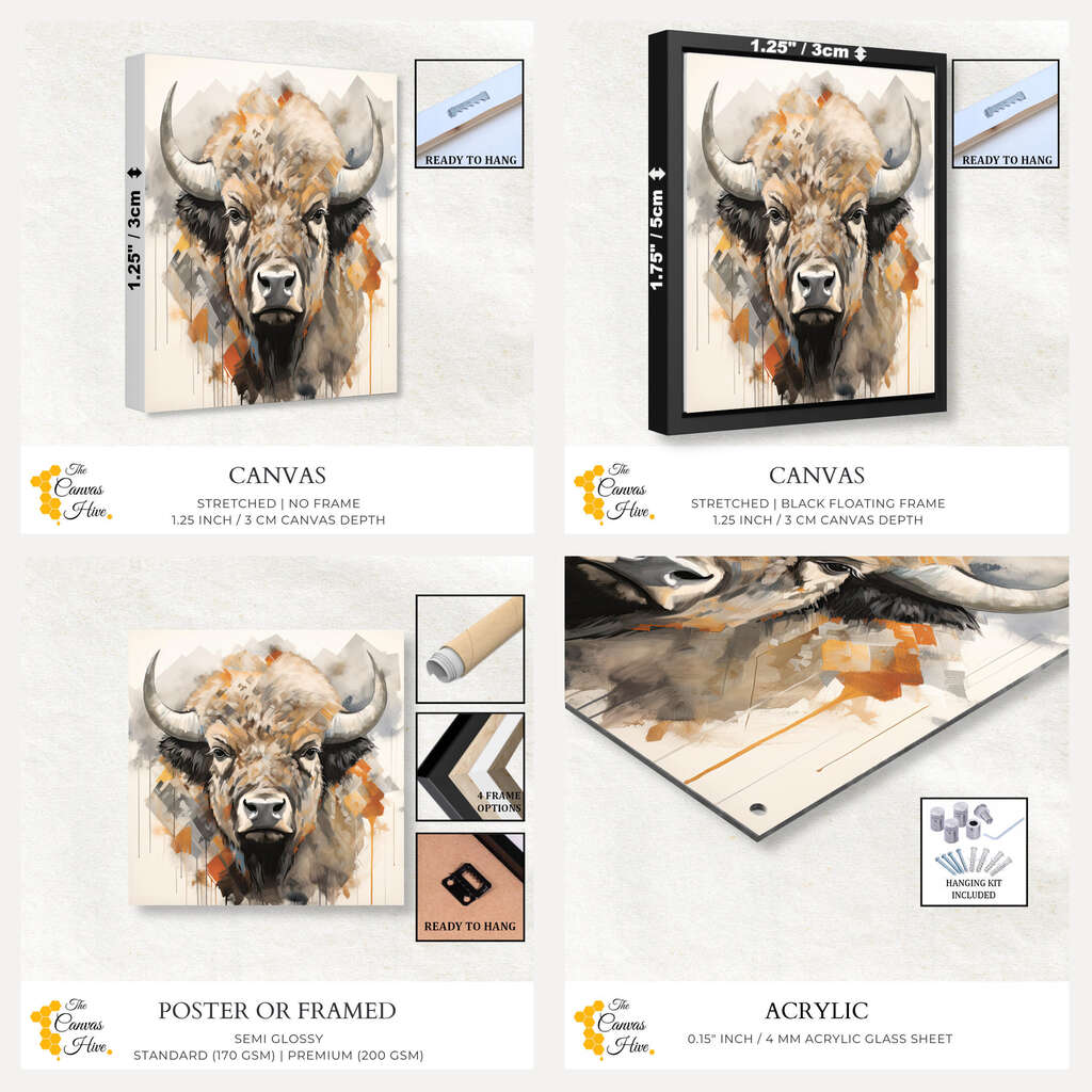 Bison Wildlife Artwork | Animals Wall Art Prints - The Canvas Hive