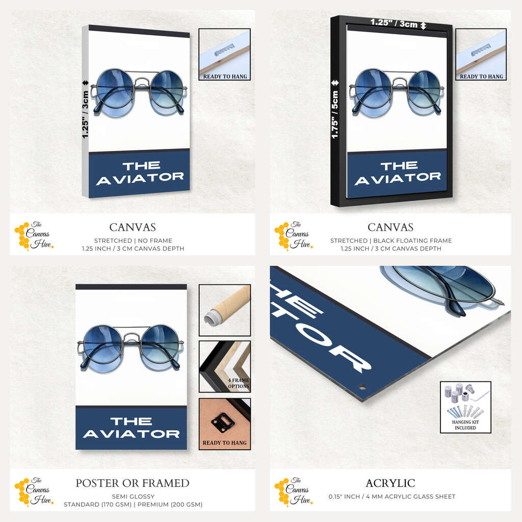 Blue Aviators | Minimalist Wall Art Prints - The Canvas Hive