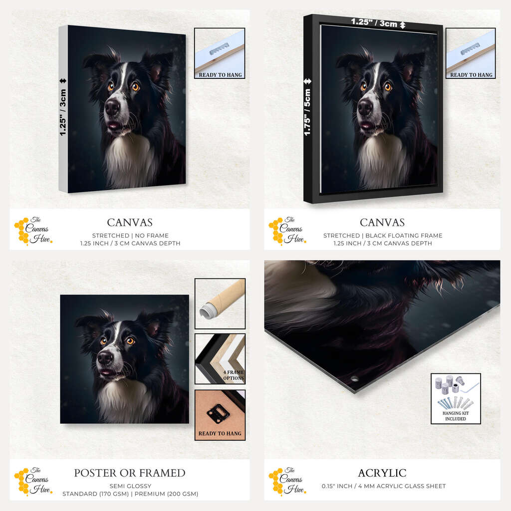 Border Collie's Vigilant Gaze | Animals Wall Art Prints - The Canvas Hive
