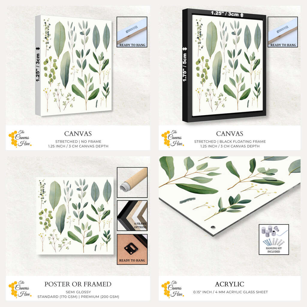 Botanical Beauty: Assortment of Eucalyptus Leaves | Australiana Wall Art Prints - The Canvas Hive