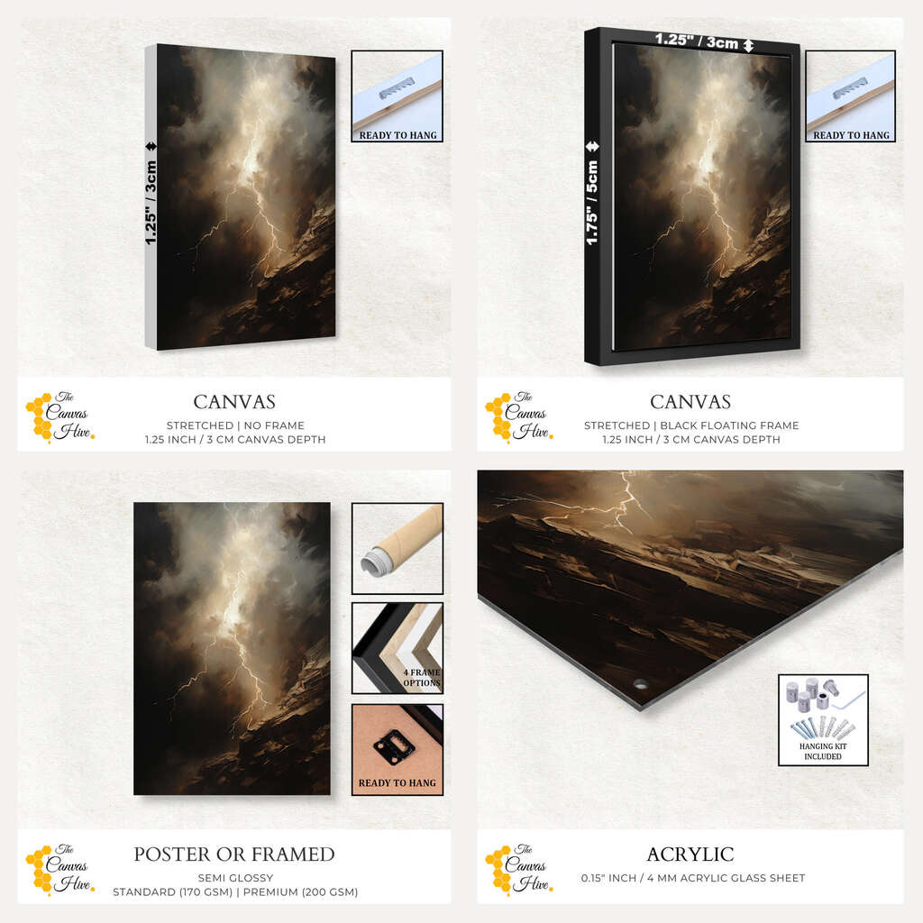 Cliffside Lightning | Abstract Wall Art Prints - The Canvas Hive