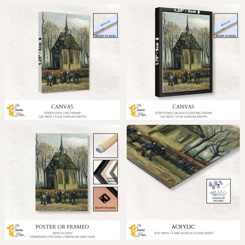 Congregation Leaving the Reformed Church by Vincent Van Gogh | Vincent Van Gogh Wall Art Prints - The Canvas Hive