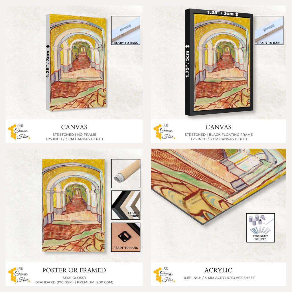 Corridor in the Asylum by Vincent Van Gogh | Vincent Van Gogh Wall Art Prints - The Canvas Hive