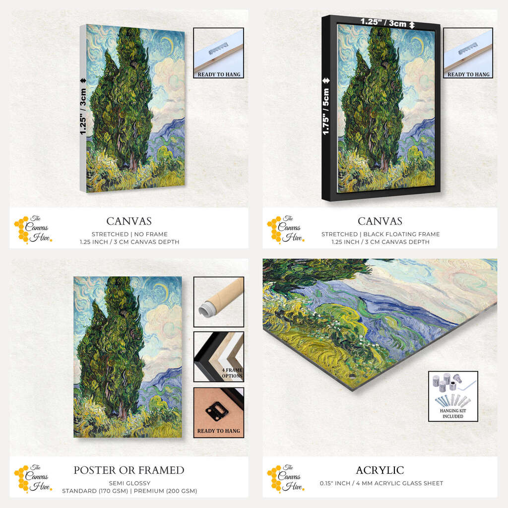 Cypresses by Vincent Van Gogh | Vincent Van Gogh Wall Art Prints - The Canvas Hive