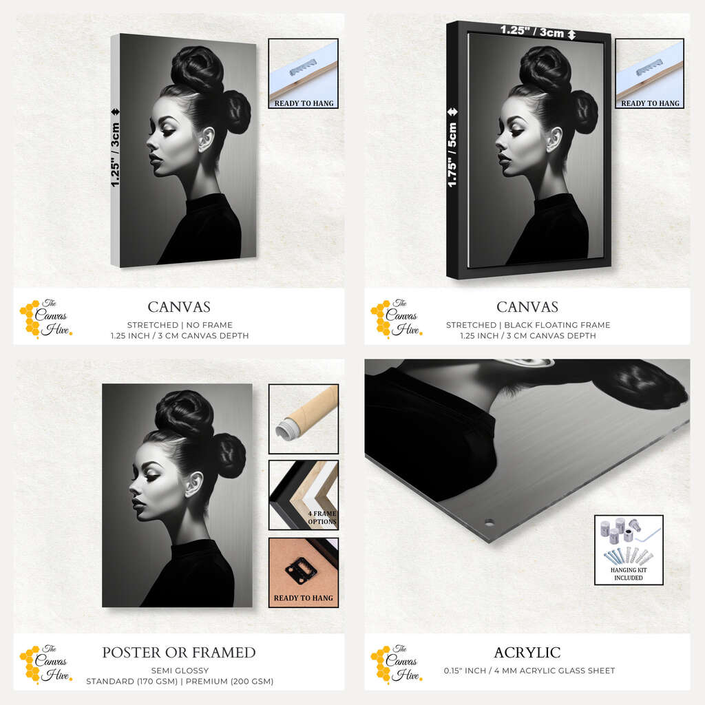 Elegant Woman in Monochrome | Abstract Wall Art Prints - The Canvas Hive
