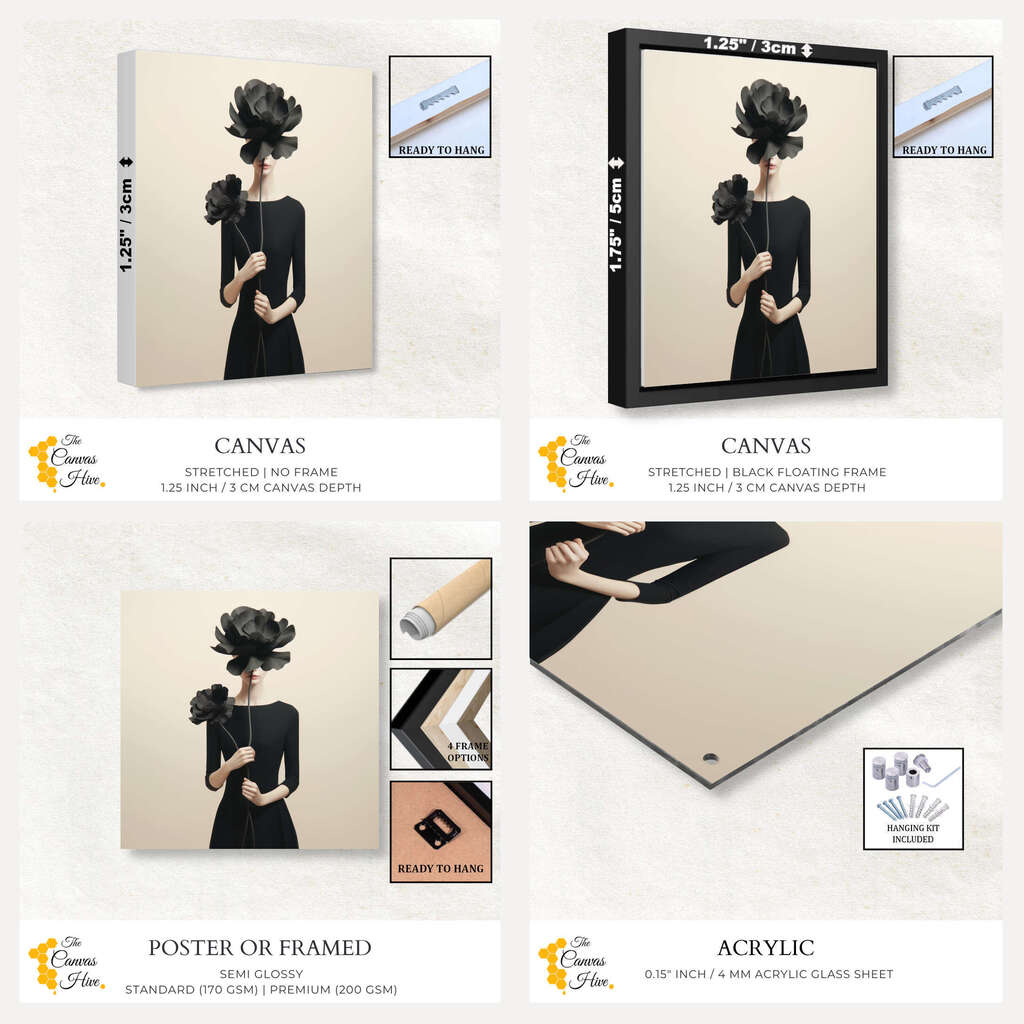 Floral Veiled Beauty | Minimalist Wall Art Prints - The Canvas Hive