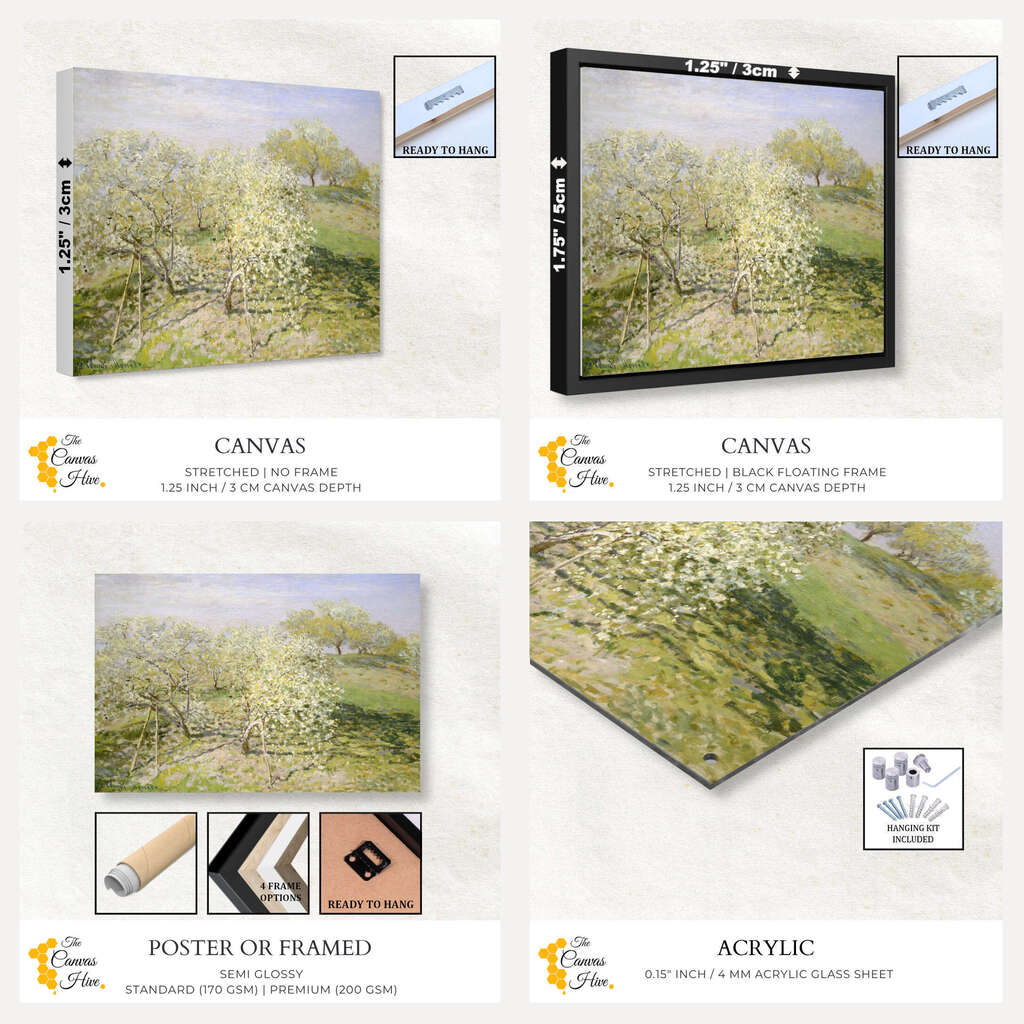 Fruit Trees in Bloom in Sprint by Claude Monet | Claude Monet Wall Art Prints - The Canvas Hive