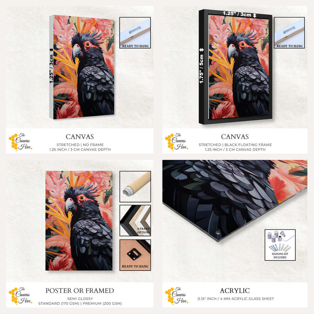 Gang-Gang Cockatoo Abstract Print | Australiana Wall Art Prints - The Canvas Hive