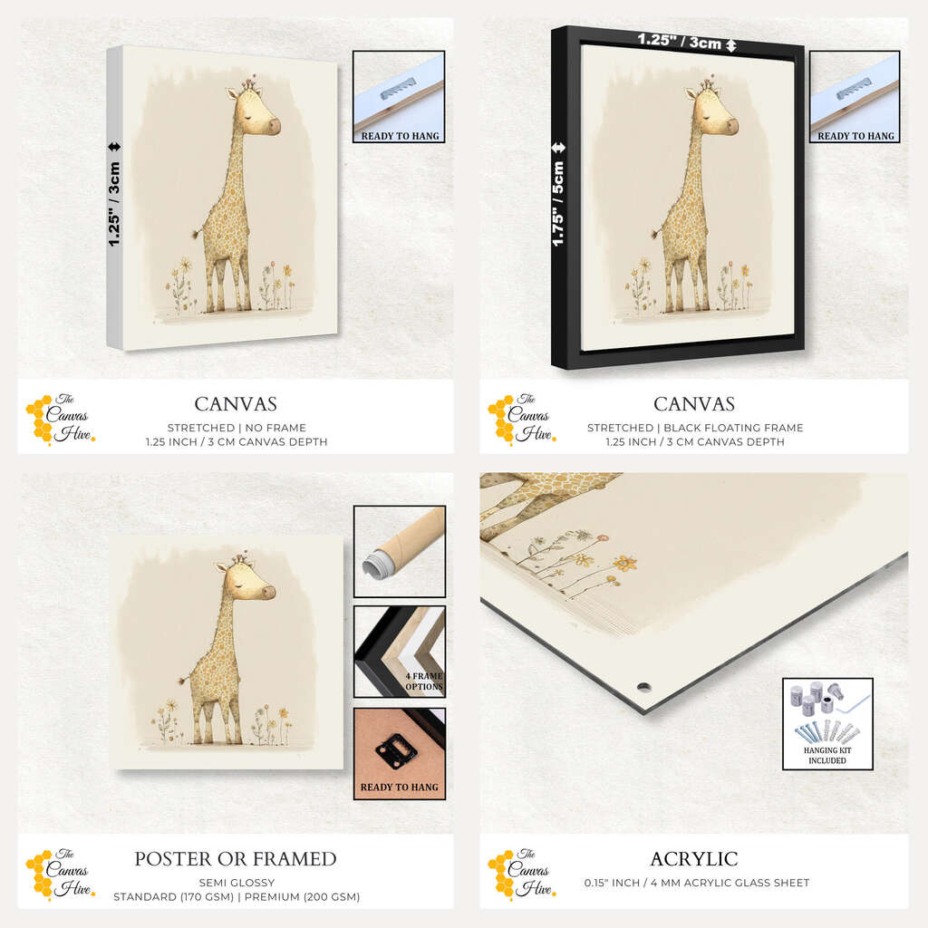 Gentle Giraffe | Nursery Wall Art Prints - The Canvas Hive
