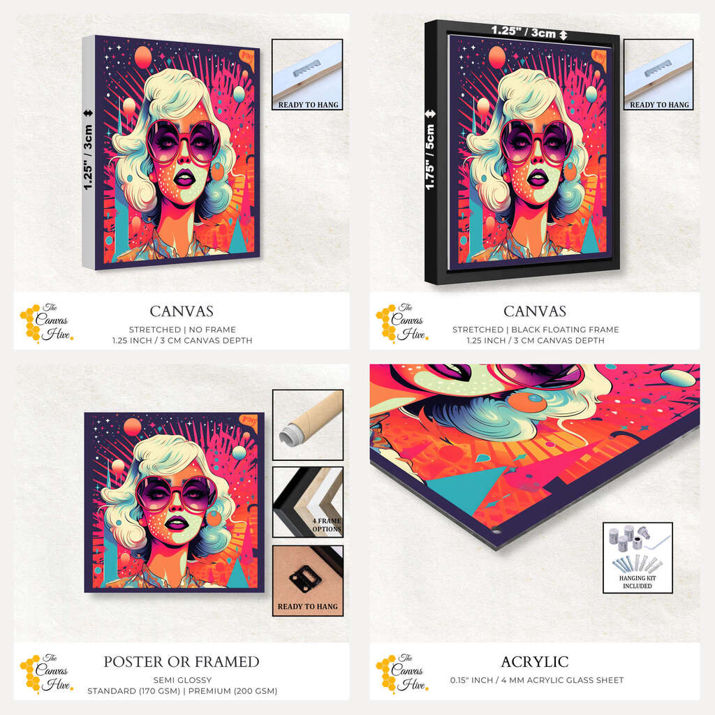 Girl Portrait Vibrant Shades of Pop | Pop Art Wall Art Prints - The Canvas Hive