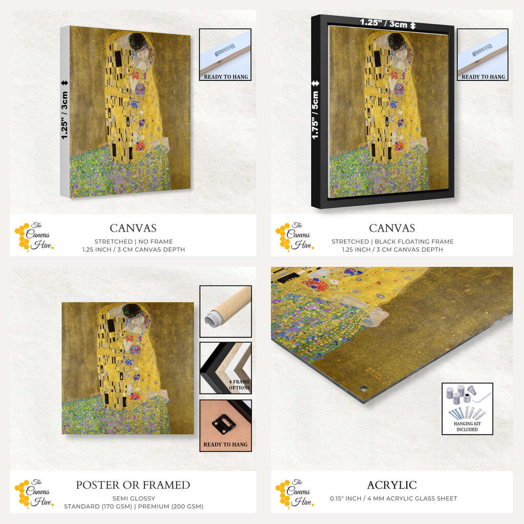 Gustav Klimt's The Kiss. | Famous Paintings Wall Art Prints - The Canvas Hive