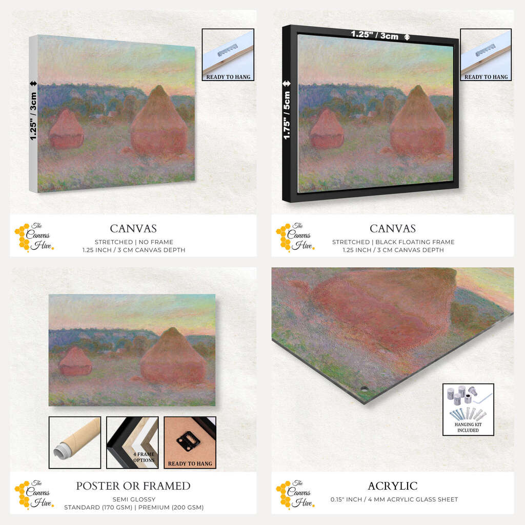 Haystacks End of Day Autumn by Claude Monet | Claude Monet Wall Art Prints - The Canvas Hive