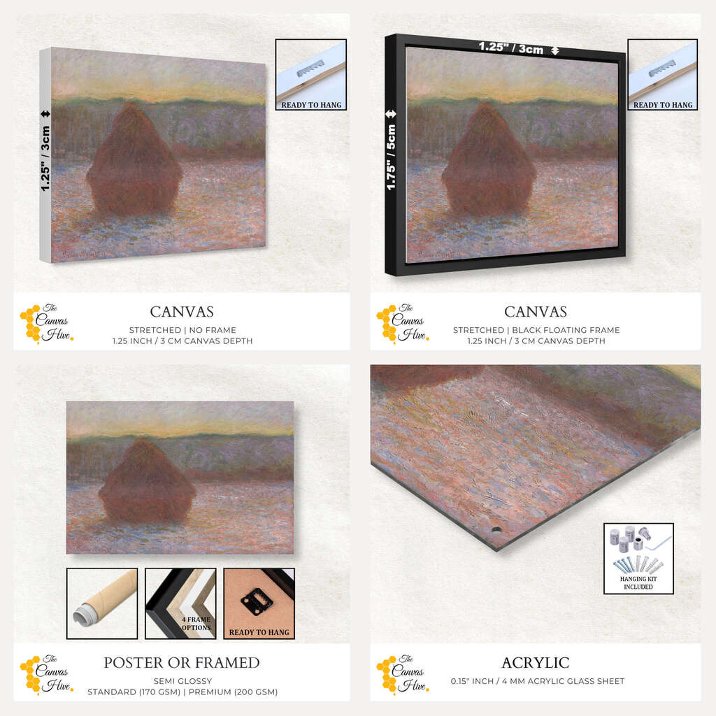 Haystacks Sunset by Claude Monet | Claude Monet Wall Art Prints - The Canvas Hive