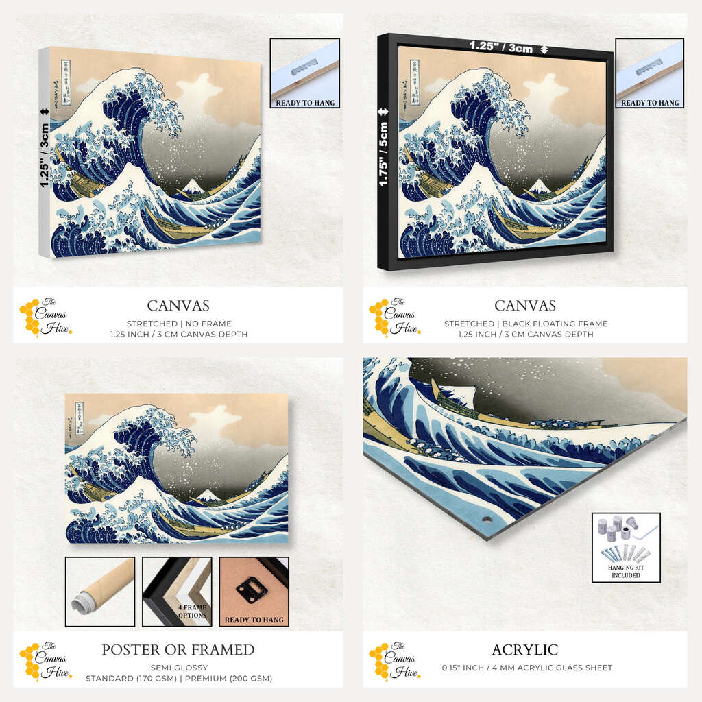 Hokusai's The Great Wave at Kanagawa | Famous Paintings Wall Art Prints - The Canvas Hive