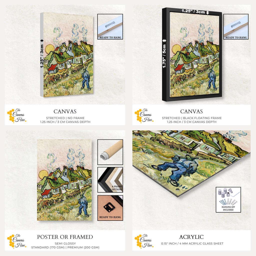 Houses and Figure by Vincent Van Gogh | Vincent Van Gogh Wall Art Prints - The Canvas Hive