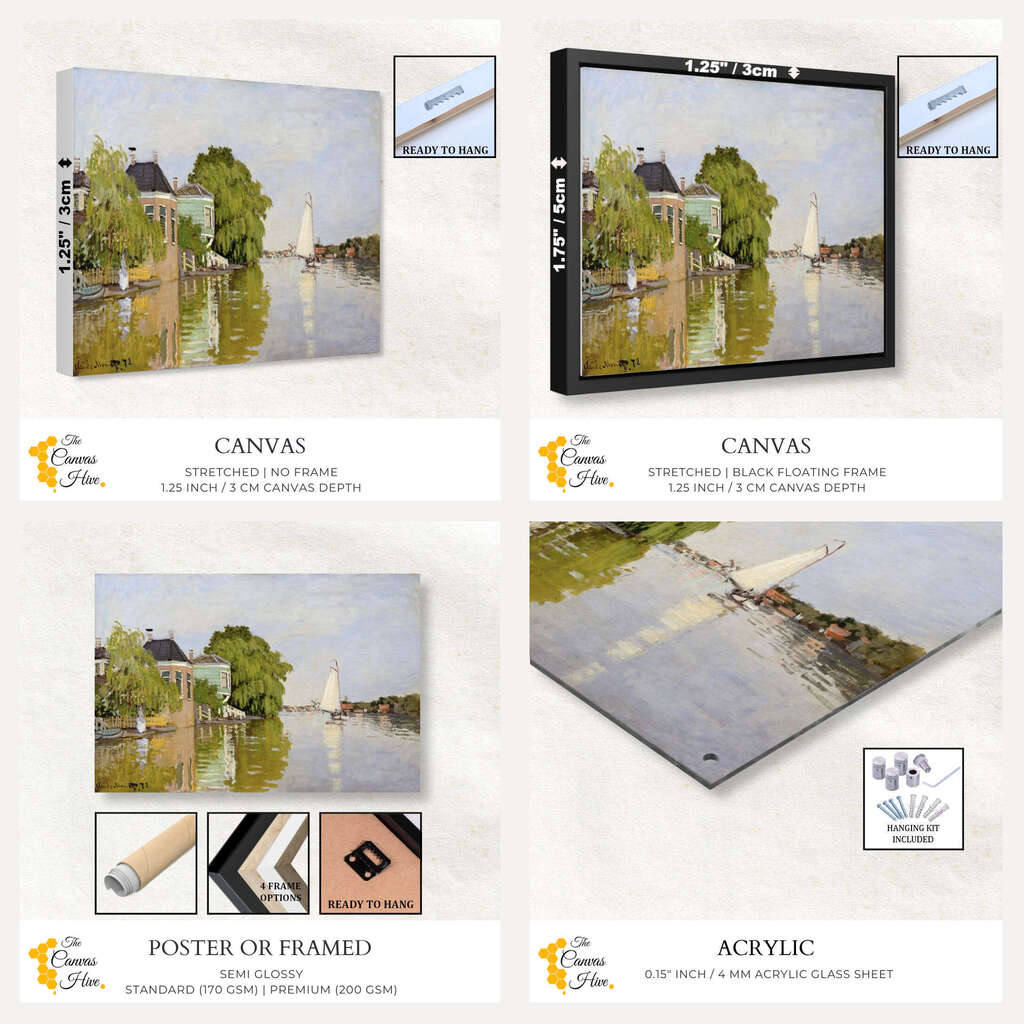 Houses on the Achterzaan by Claude Monet | Claude Monet Wall Art Prints - The Canvas Hive