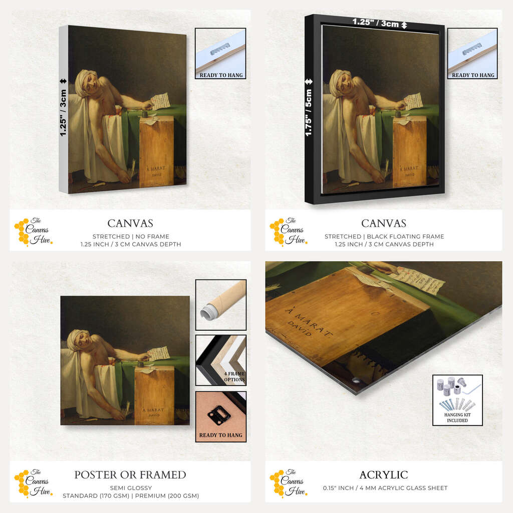 Jacques-Louis David - La Mort de Marat | Famous Paintings Wall Art Prints - The Canvas Hive