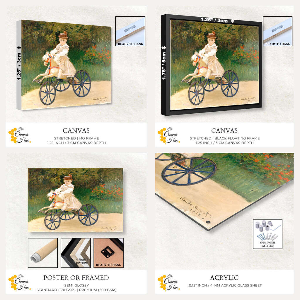 Jean Monet on His Hobby Horse by Claude Monet | Claude Monet Wall Art Prints - The Canvas Hive