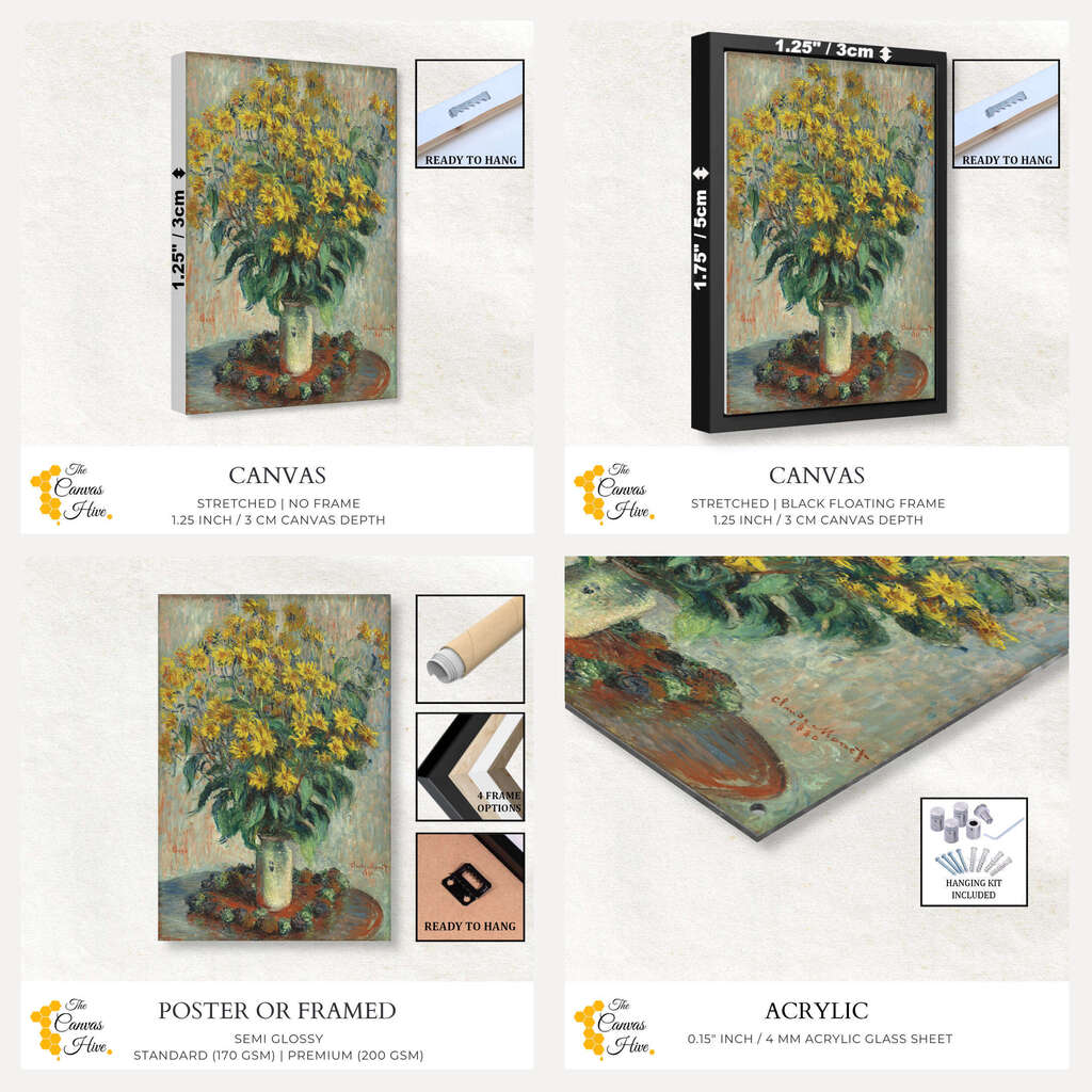 Jerusalem Artichoke Flowers by Claude Monet | Claude Monet Wall Art Prints - The Canvas Hive