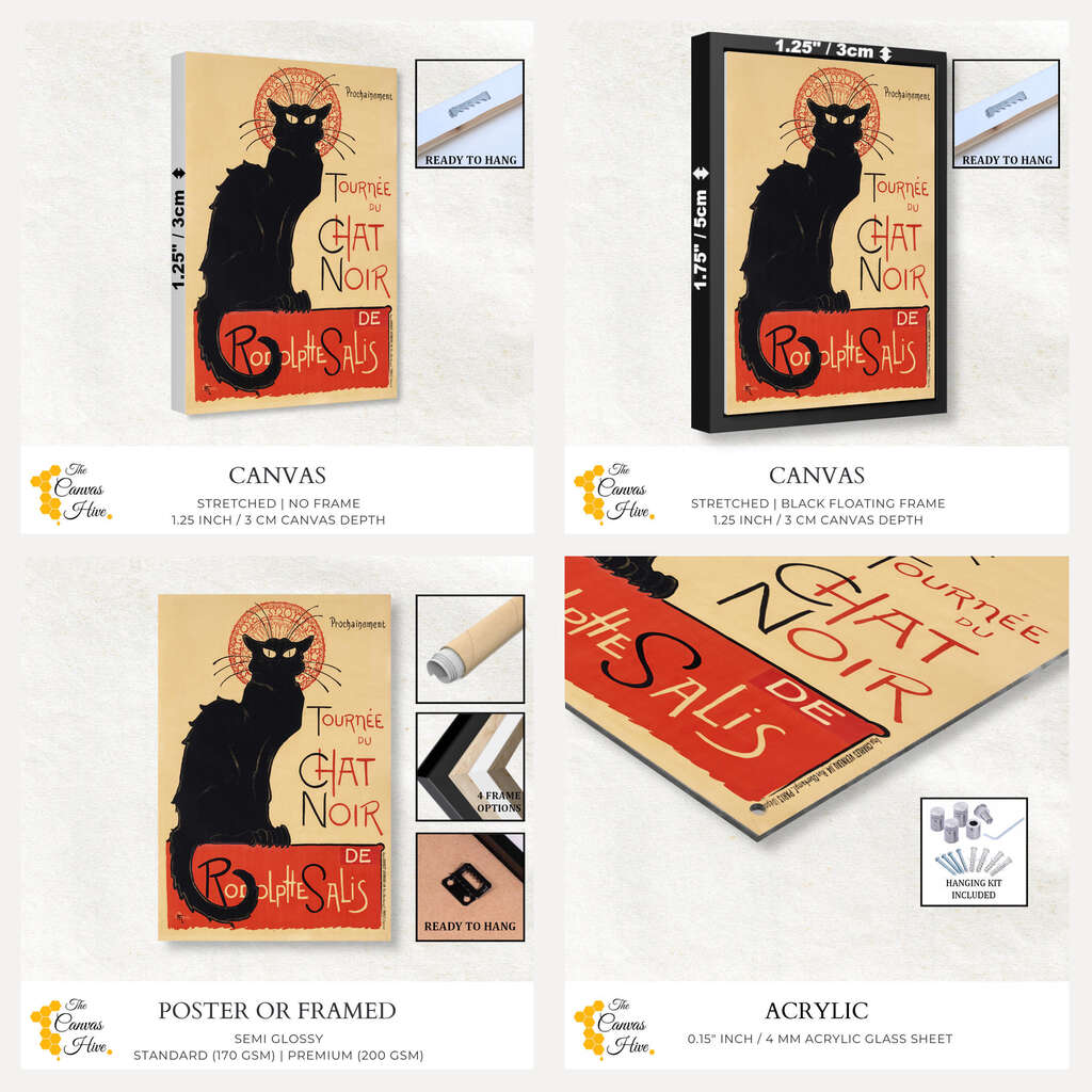 Le Chat Noir by Theophile Alexandre Steinlen | Famous Paintings Wall Art Prints - The Canvas Hive