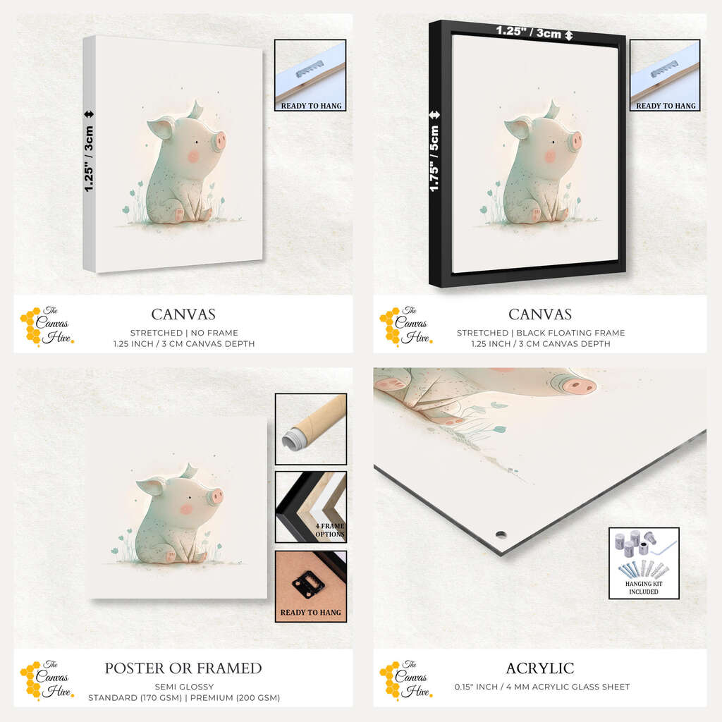 Little Piglet | Nursery Wall Art Prints - The Canvas Hive