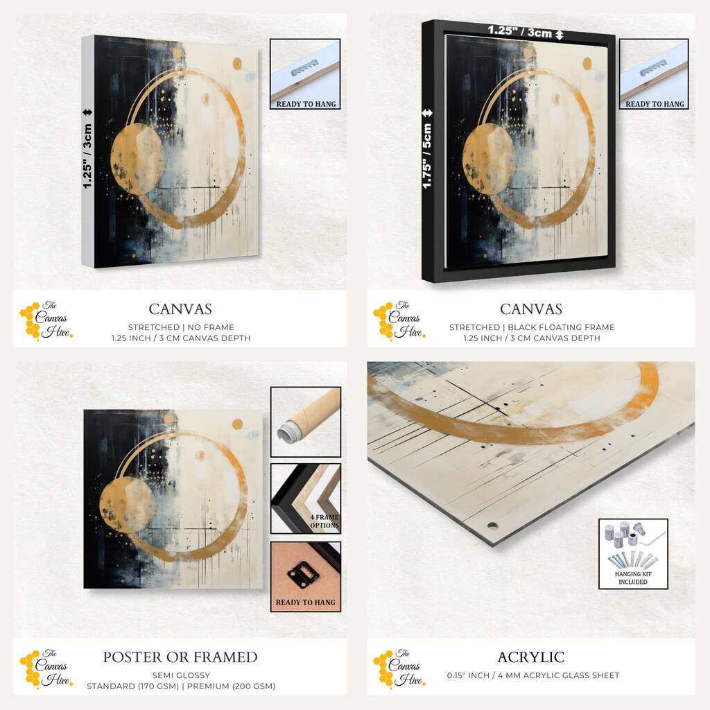 Luminous Spheres Gold and Black | Abstract Wall Art Prints - The Canvas Hive