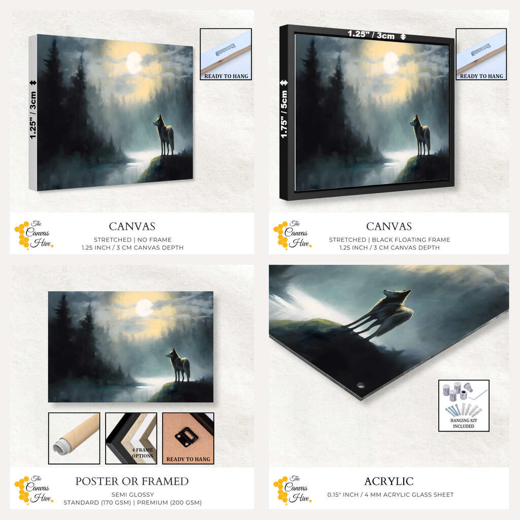 Lunar Nightfall Wolf| Animals Wall Art Prints - The Canvas Hive