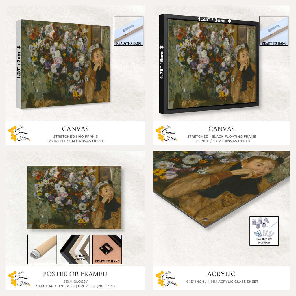 Madame Paul Valpinçon by Vase of Flowers by Edgar Degas | Edgar Degas Wall Art Prints - The Canvas Hive