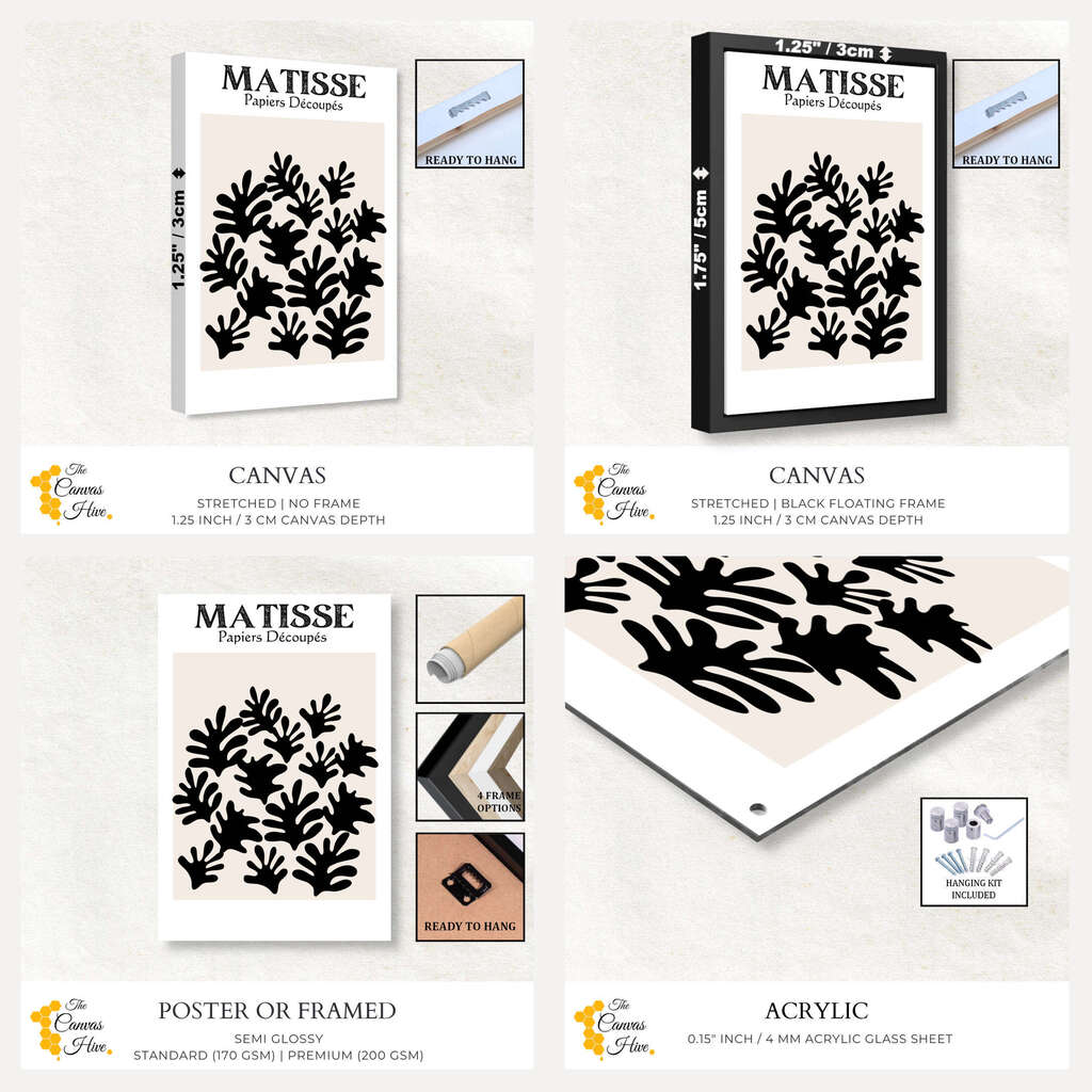 Matisse Black Abstract Leaf | Matisse Wall Art Prints - The Canvas Hive