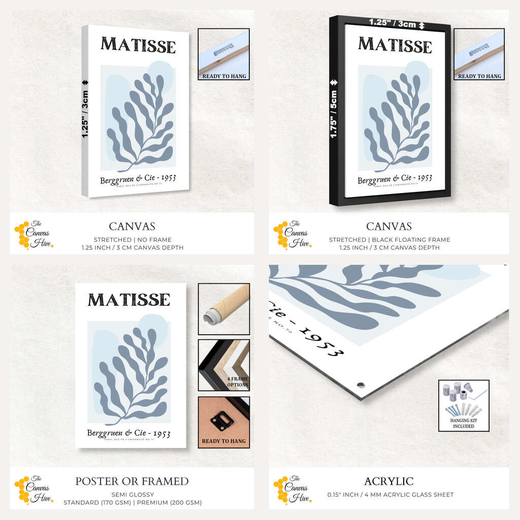 Matisse Gray Abstract Leaf | Matisse Wall Art Prints - The Canvas Hive