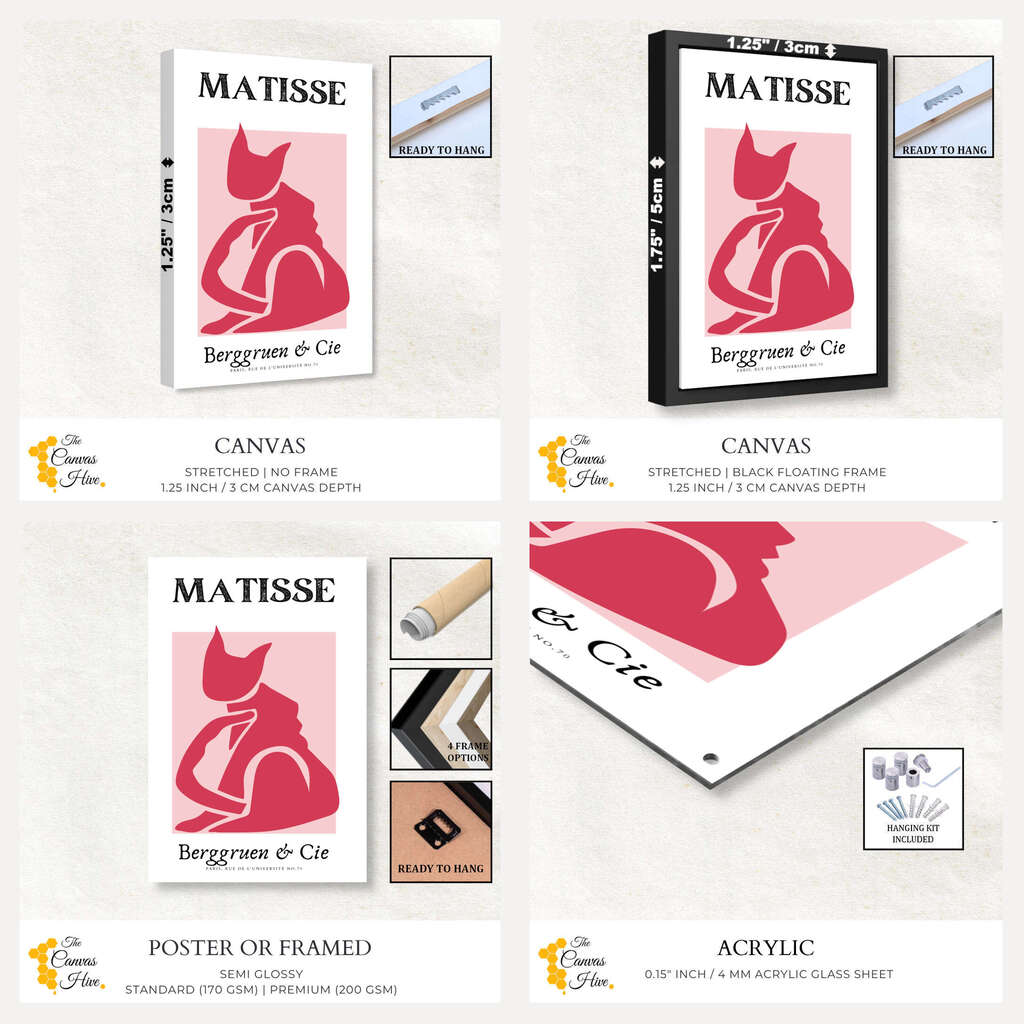 Matisse Pink Abstract Cat | Matisse Wall Art Prints - The Canvas Hive