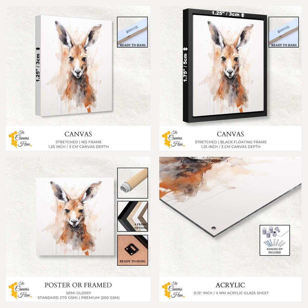 Native Australian Kangaroo | Animals Wall Art Prints - The Canvas Hive