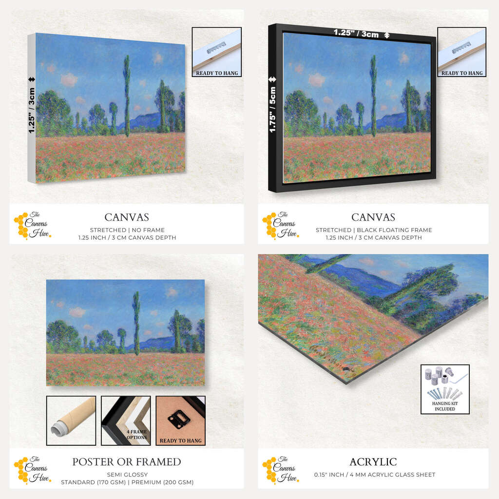 Poppy Field Giverny by Claude Monet | Claude Monet Wall Art Prints - The Canvas Hive