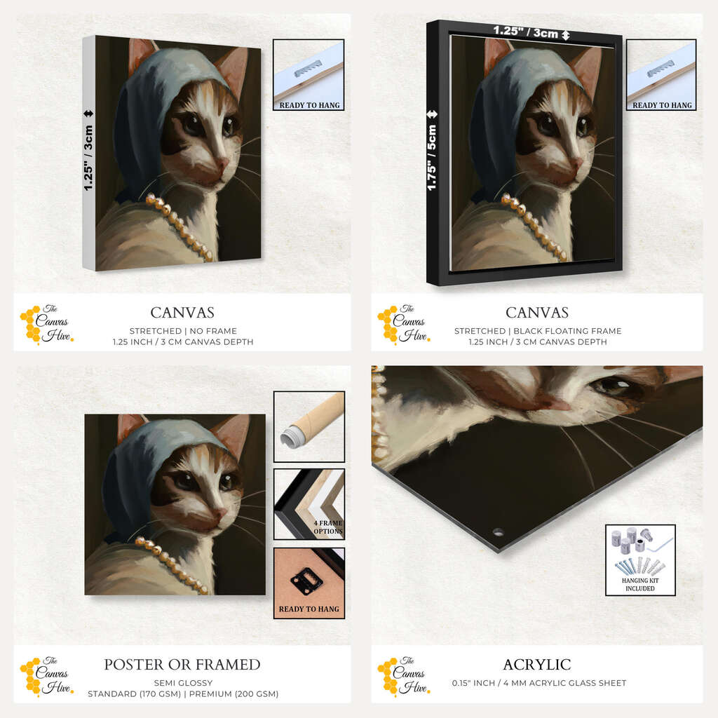 Purrfection in Pearls Cat| Animals Wall Art Prints - The Canvas Hive