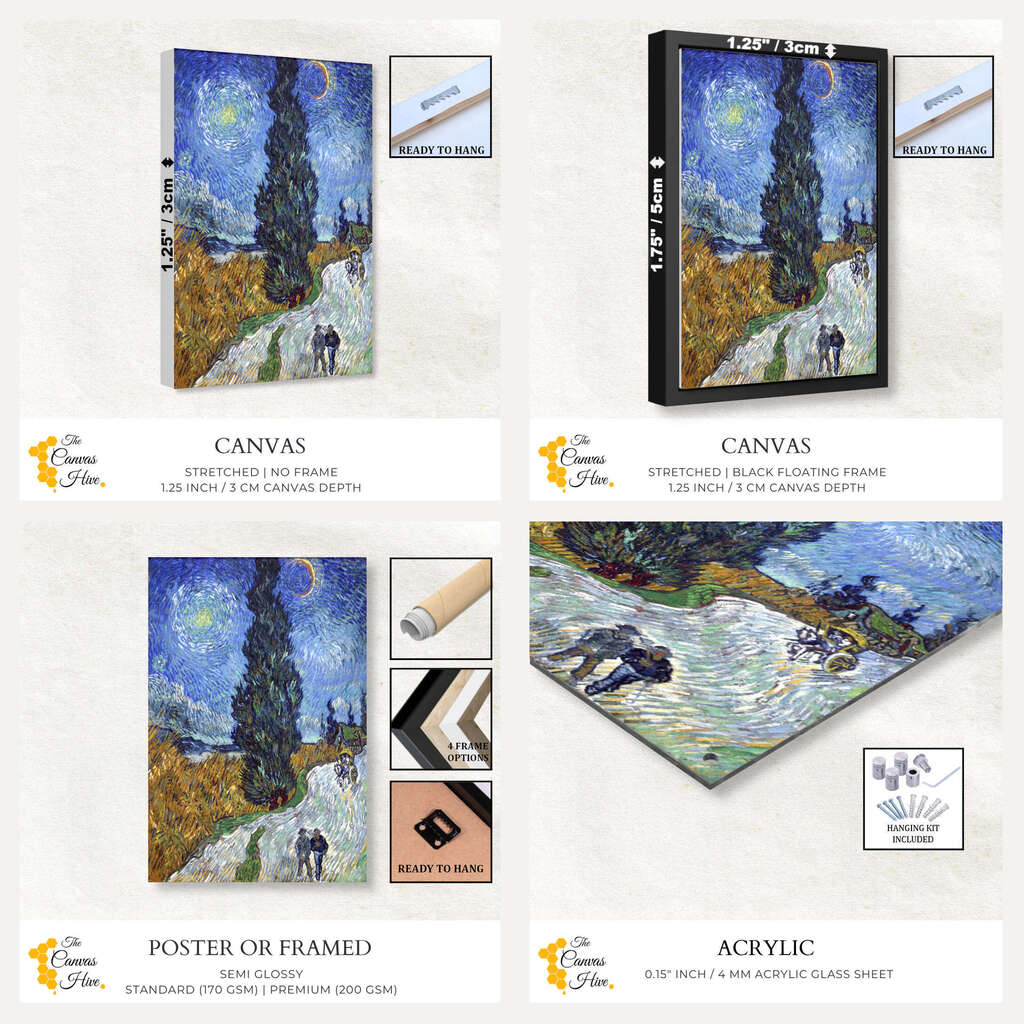 Road with Cypress and Star by Vincent Van Gogh | Vincent Van Gogh Wall Art Prints - The Canvas Hive