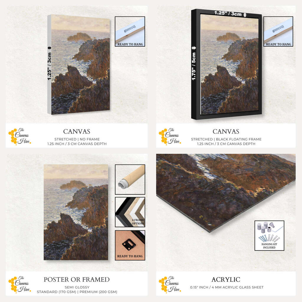 Rocks at Belle-Isle by Claude Monet | Claude Monet Wall Art Prints - The Canvas Hive