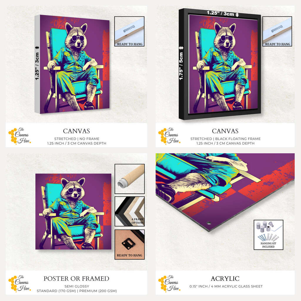 Rowdy Raccoon | Pop Art Wall Art Prints - The Canvas Hive