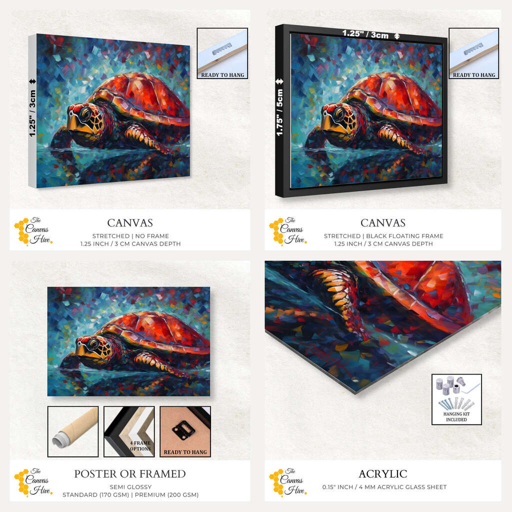 Scarlet Turtle Serenity | Sea Life Wall Art Prints - The Canvas Hive