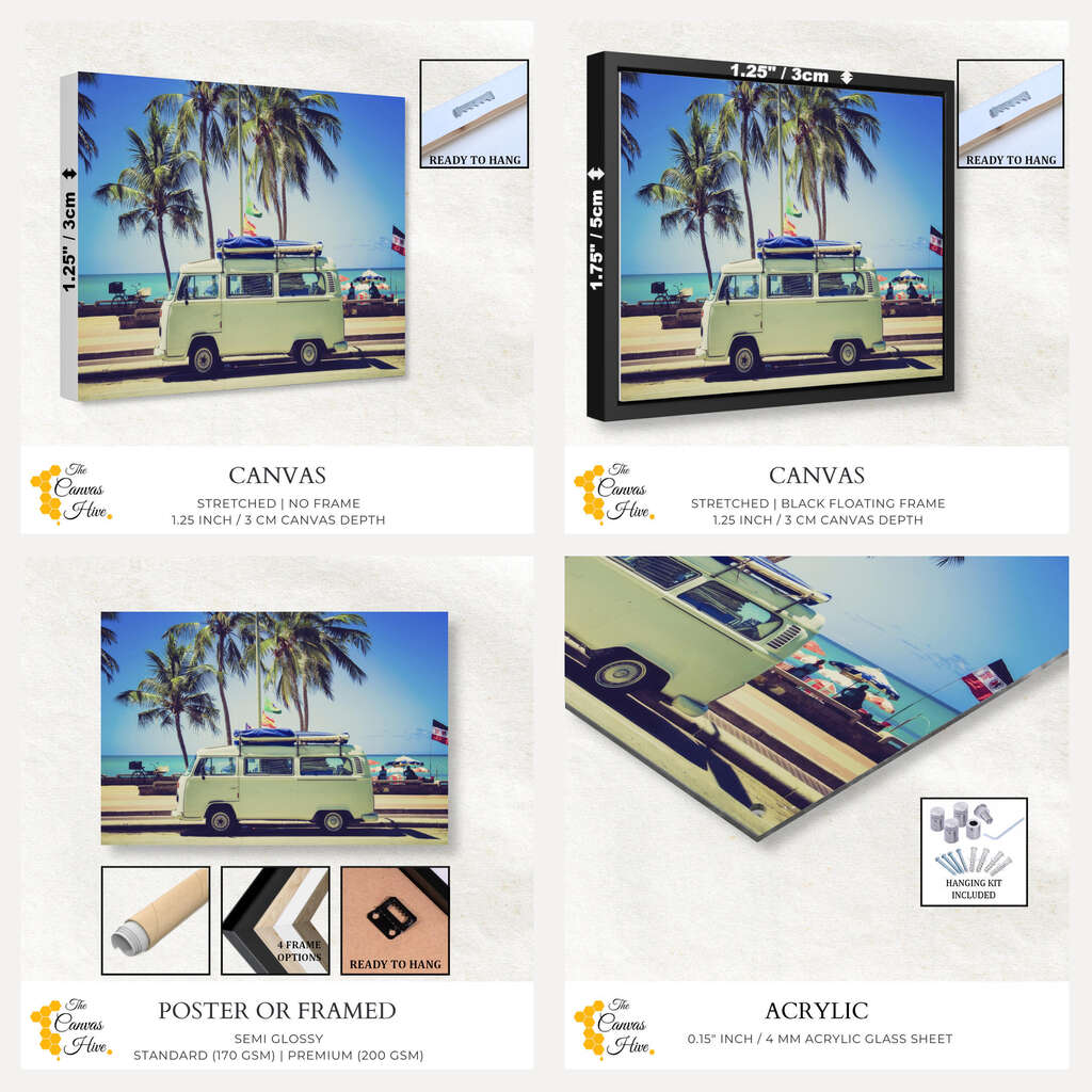 Seaside Nomad: Caravan by the Shore | Beachside Wall Art Prints - The Canvas Hive