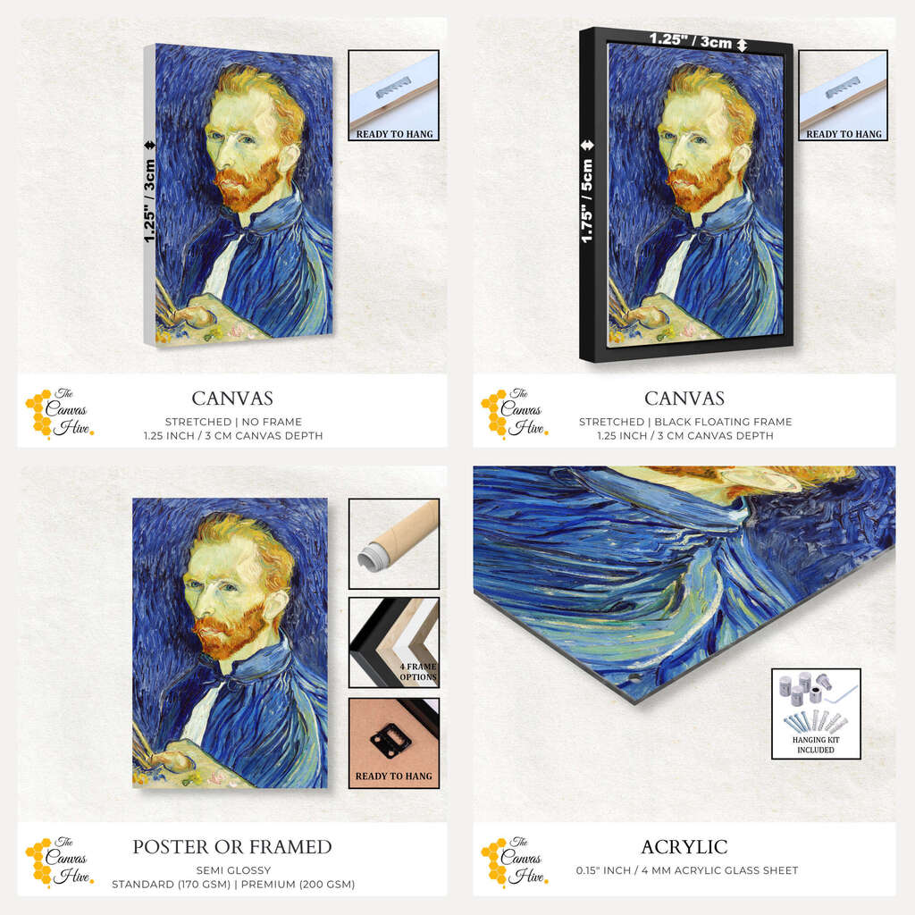 Self Portrait Blue Tone by Vincent Van Gogh | Vincent Van Gogh Wall Art Prints - The Canvas Hive