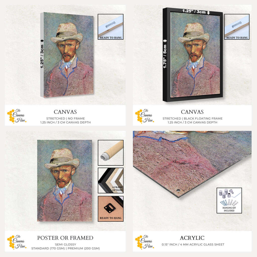 Self Portrait with Gray Hat by Vincent Van Gogh | Vincent Van Gogh Wall Art Prints - The Canvas Hive