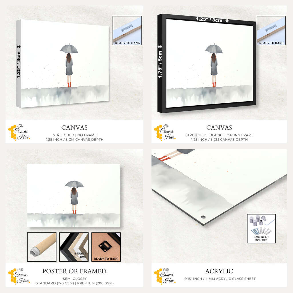 Solitude in Rainfall | Minimalist Wall Art Prints - The Canvas Hive