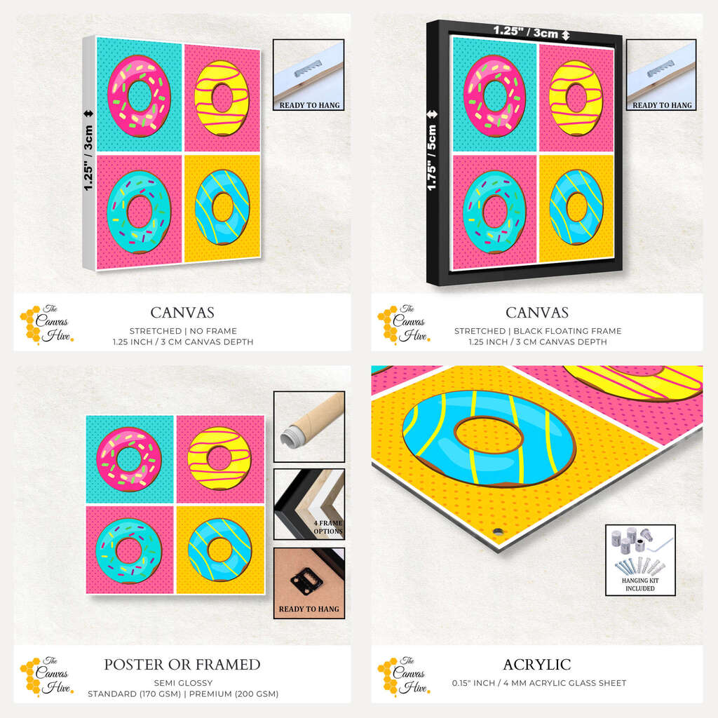 Square Delights Donut | Pop Art Wall Art Prints - The Canvas Hive
